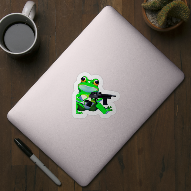 Meme Frog with Gun by BAYFAIRE